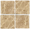 Four square Emperador Light Marble 4X4 Tumbled tiles displayed together