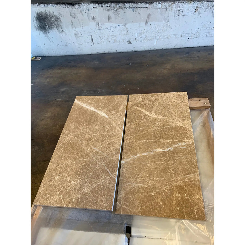 Emperador Light Marble 4x4 Tumbled tiles showcasing elegant marble texture