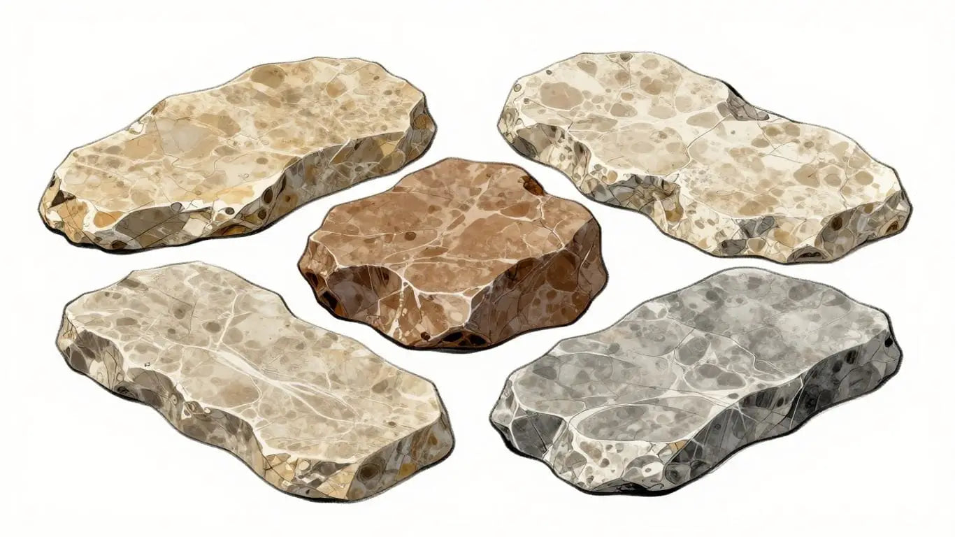 Earth tone limestone collection sketch