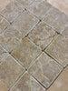 Giallo Reale Gold-Yellow Marble 4x4 Tumbled Tile with gray and beige stone texture
