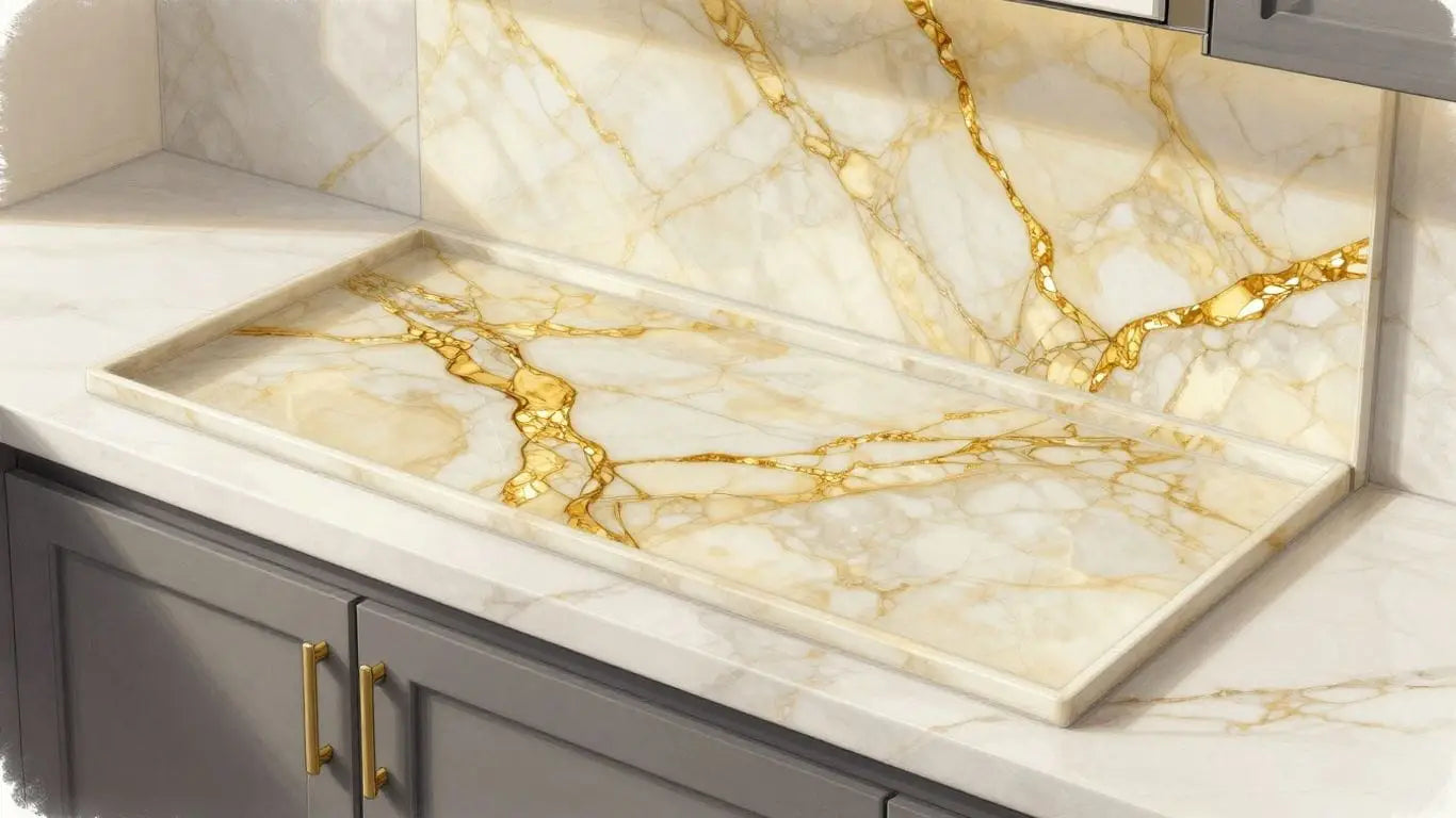 Calacatta Gold marble kitchen backsplash sketch