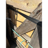 Black woven strap securing Gold/Yellow Travertine Versailles pattern planks