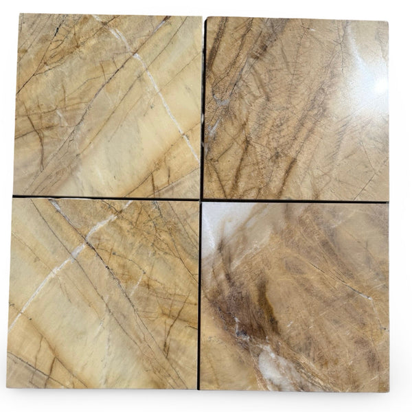 Polished Golden Horizon Marble 12x12 tiles with natural brown and tan veining