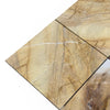 Four polished Golden Horizon Marble 12x12 onyx tiles with golden-brown veining