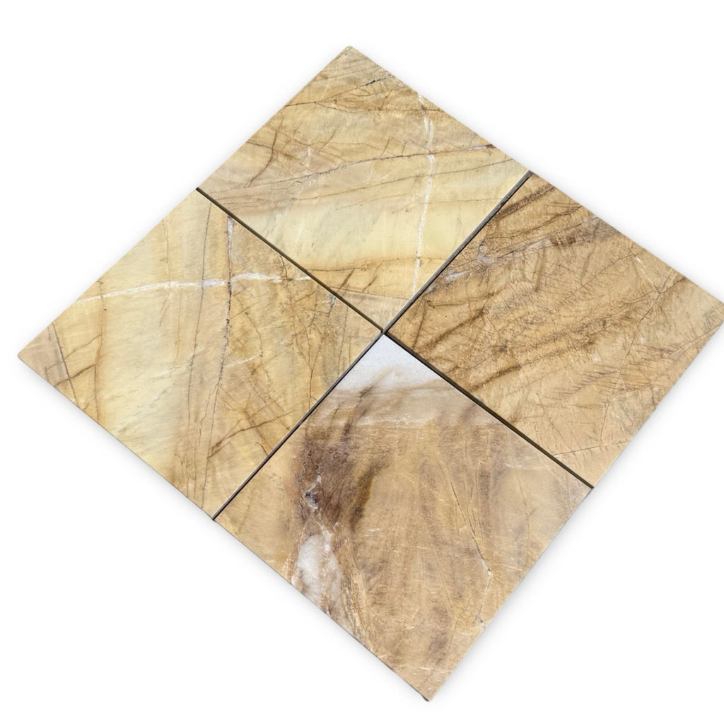 Golden Horizon Marble 12X12 polished square tiles with light brown veined marble surface