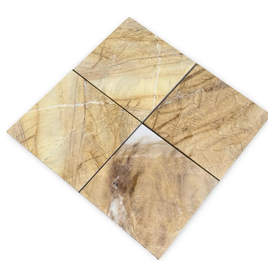Golden Horizon Marble 12X12 polished square tiles with light brown veined marble surface
