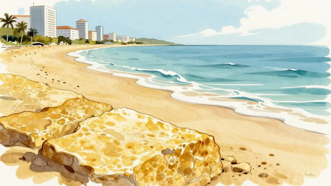 Golden Beach Limestone texture sketch on a sunny beach.