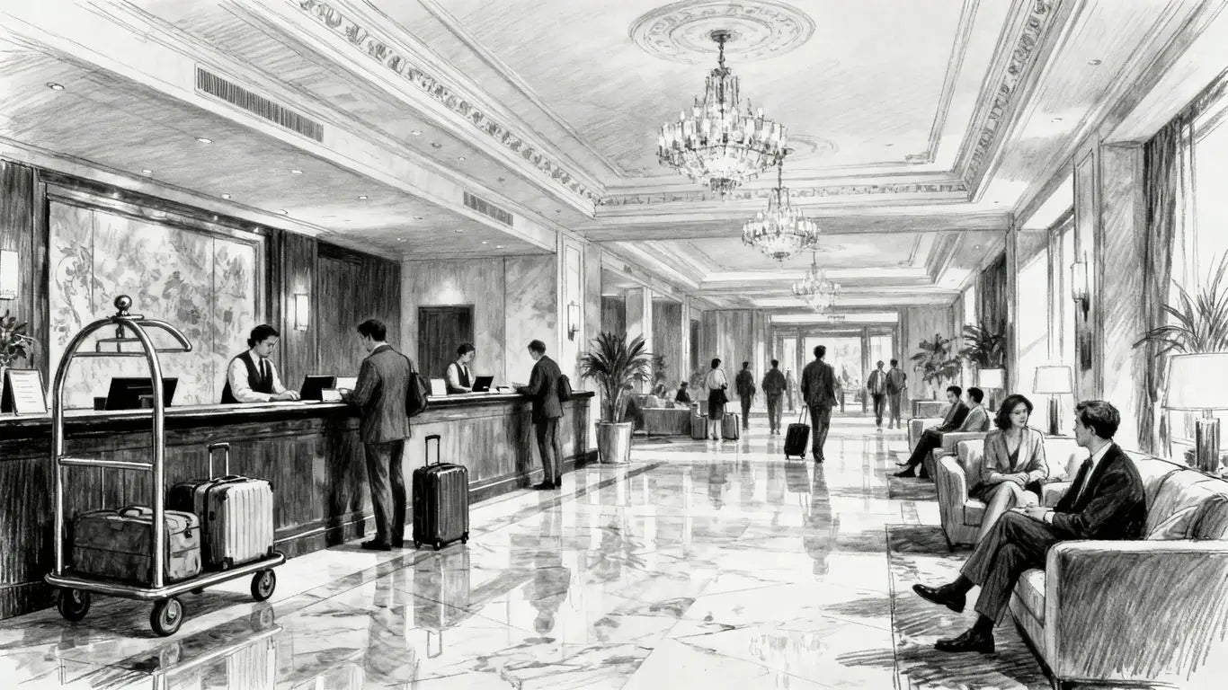 High-traffic hallway with durable stone flooring installed