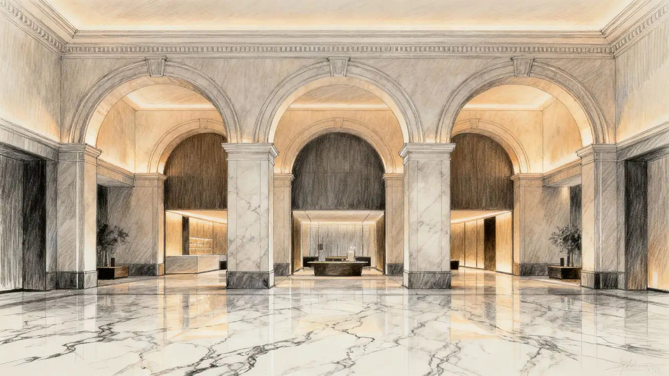 Luxurious interior design with imported marble floor