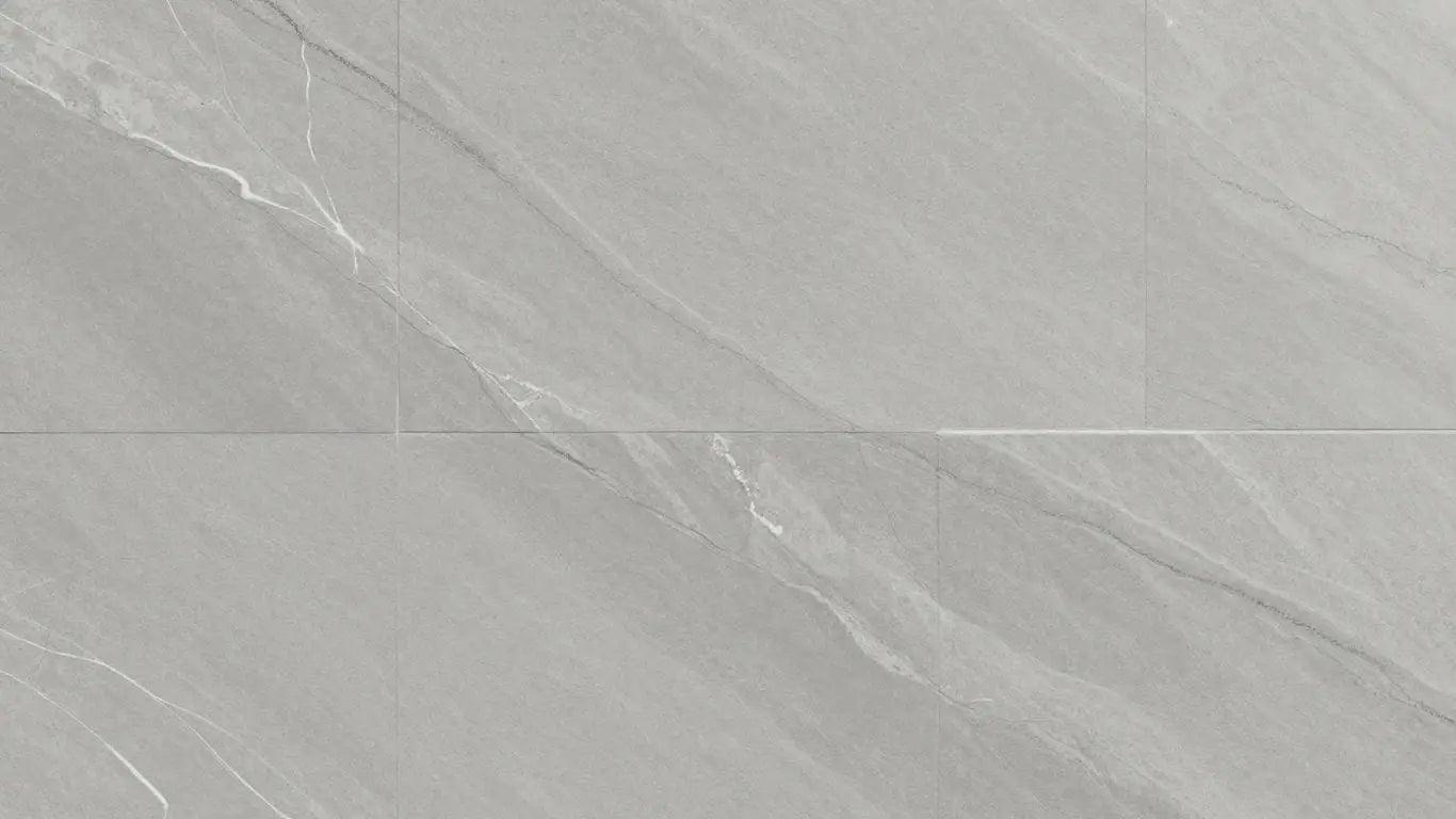 Sketch of Tundra Gray marble tile with gray tones and veining.