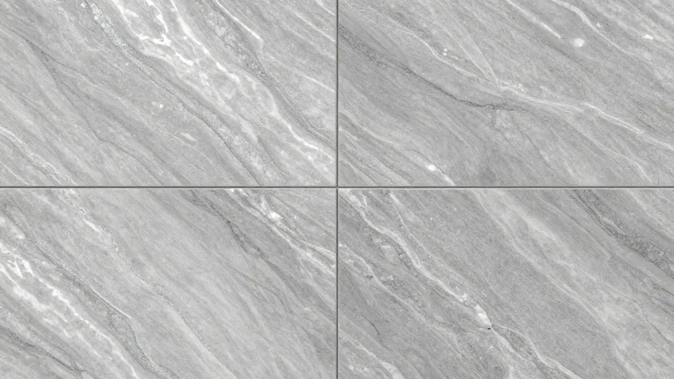 Silver travertine tiles with natural veining