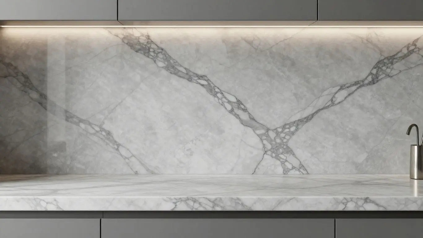 Pietra Grey marble countertop and backsplash sketch.
