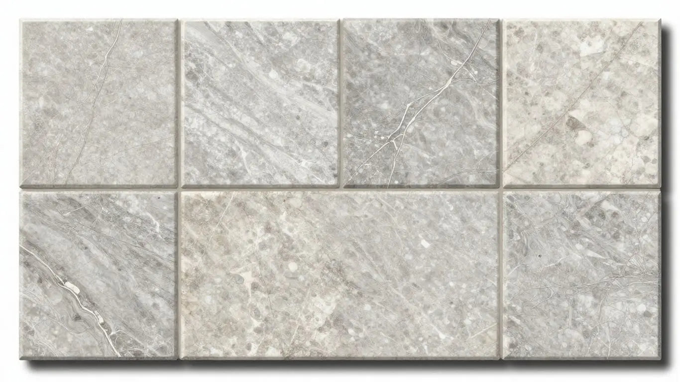 Silver travertine tiles with natural veining