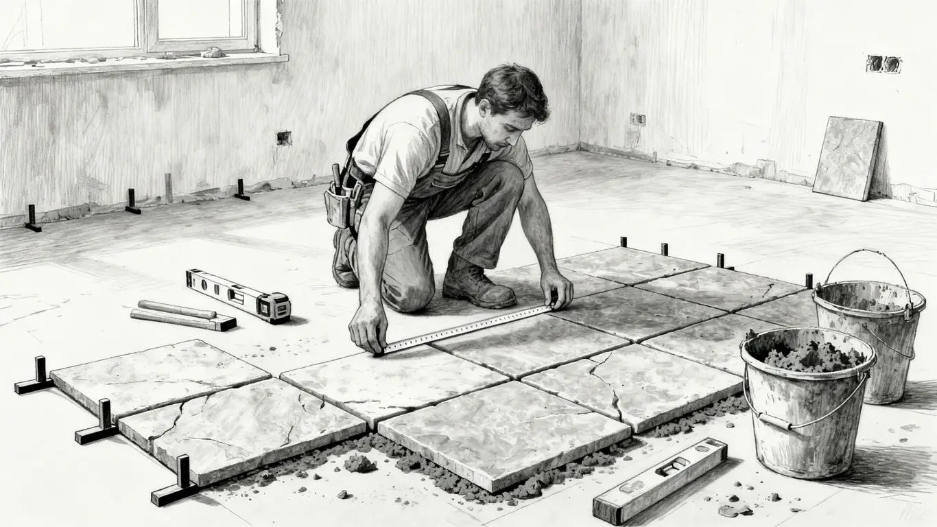 Measuring tiles for a professional floor layout