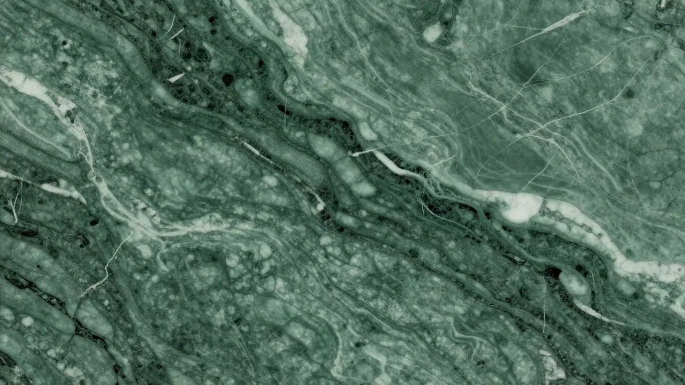 Ming Green marble slabs with natural veining.