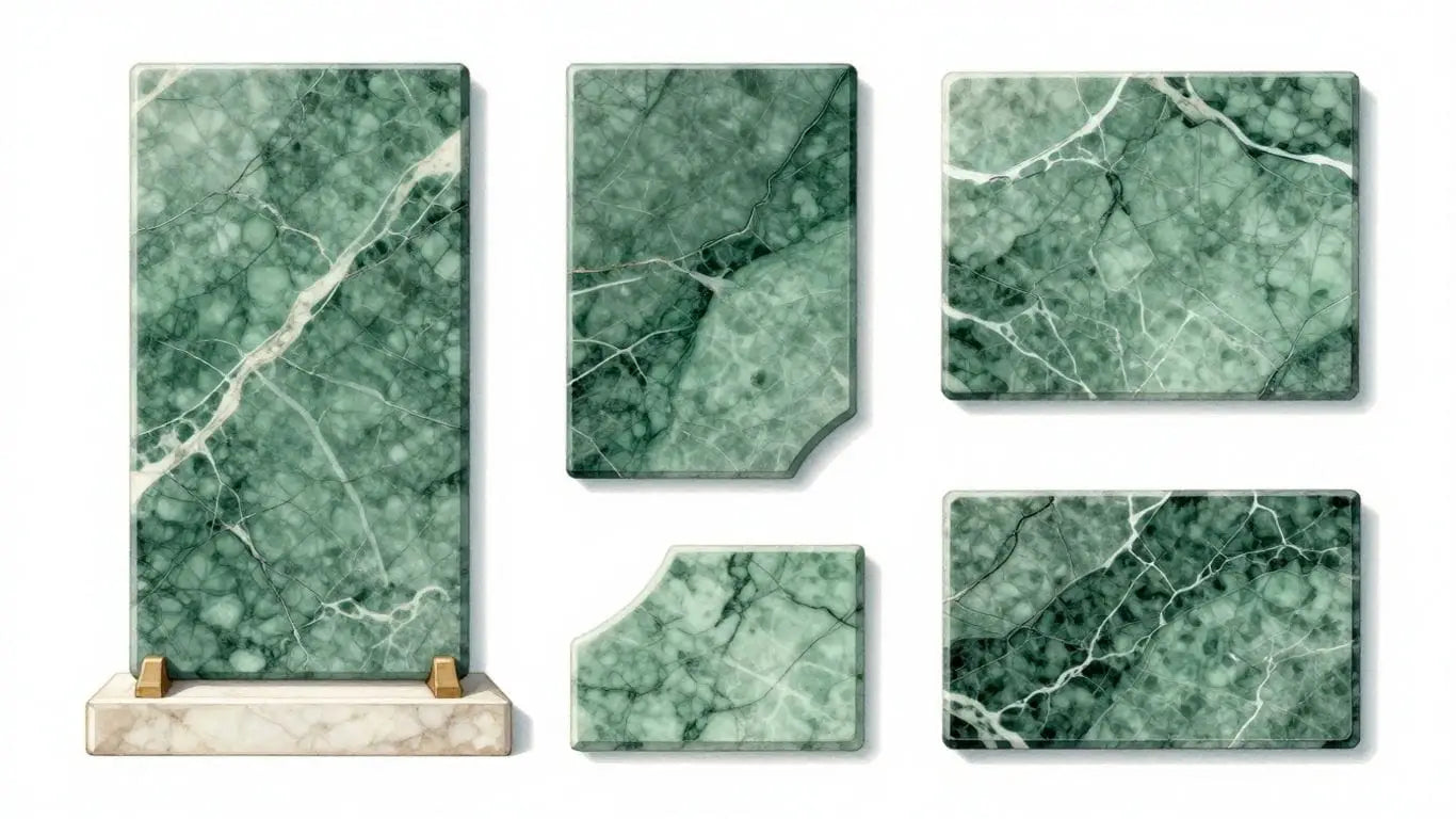Ming green marble collection sketch with veining patterns.