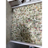 Polished Green Onyx 3/8x3/8 staggered tight-joint mosaic wall with veined tiles