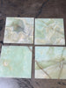 Green Onyx Marble 12x12 polished tile with swirling green white veining