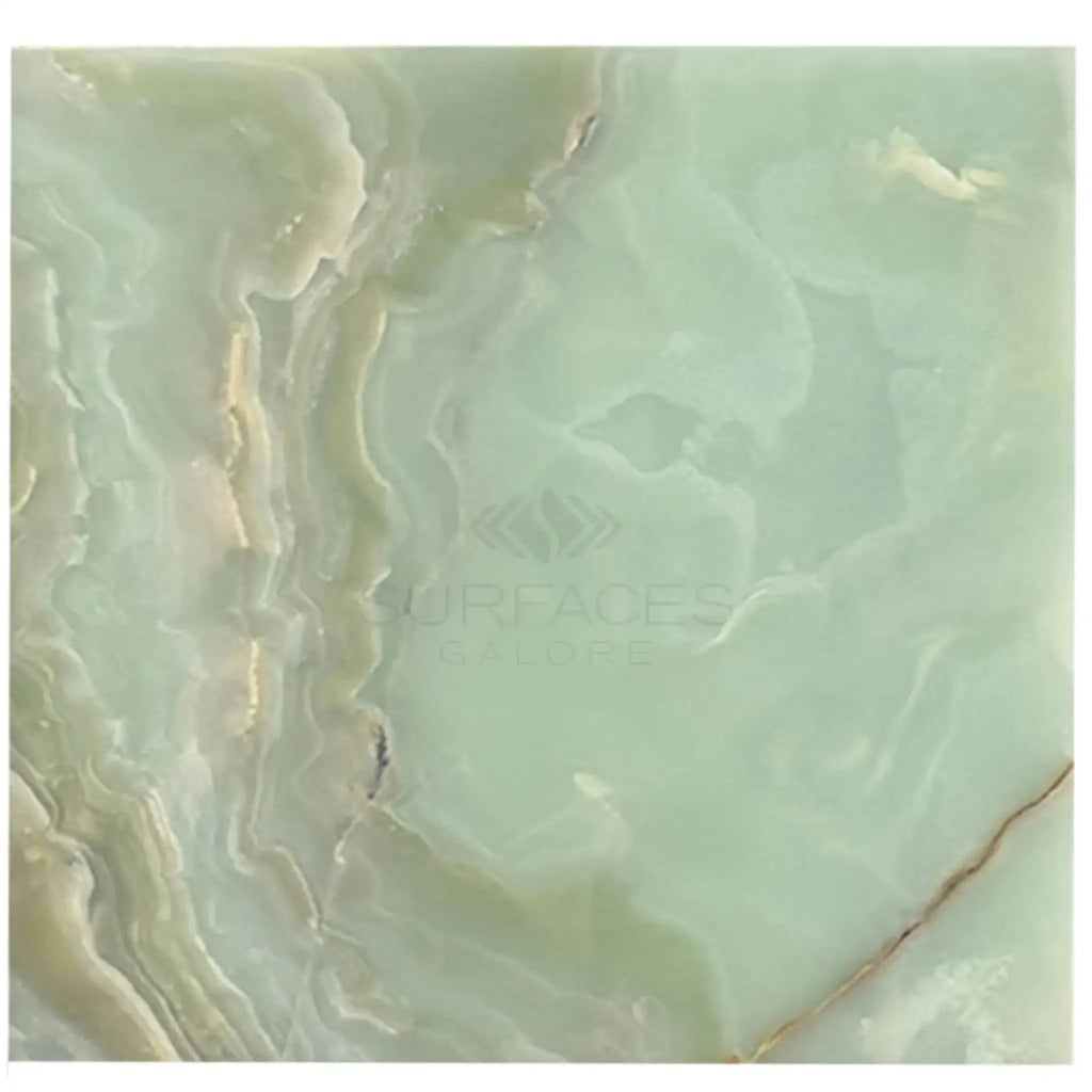 Green Onyx Marble 12X12 Polished slab showcasing elegant swirling patterns