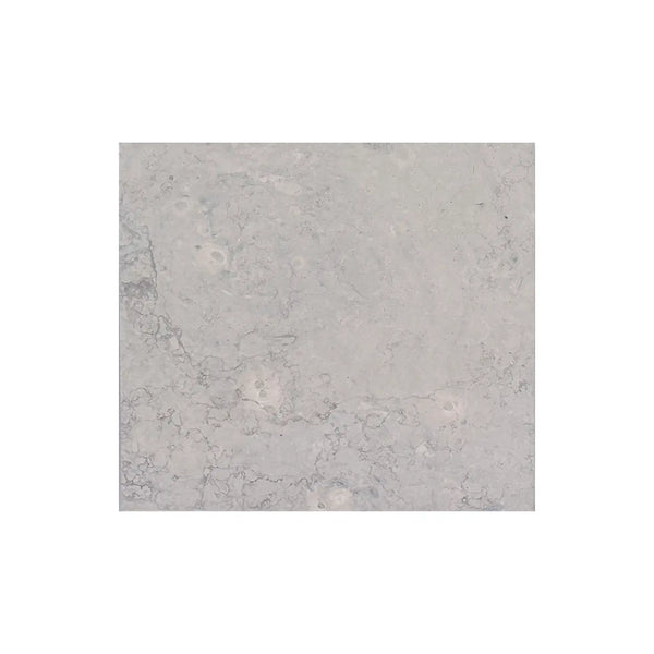 Greyhaven 18x18 honed limestone tile in light gray marble with subtle veining