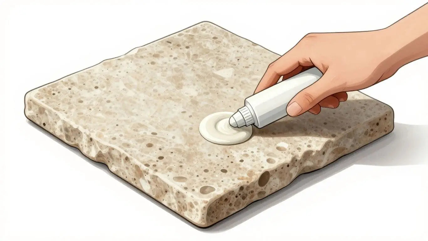 Travertine tile sealant application sketch