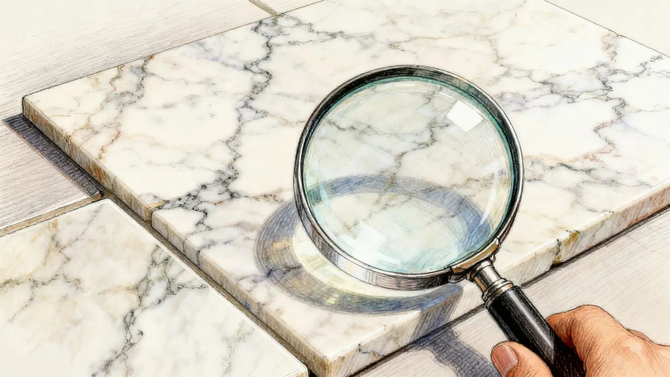 Genuine natural marble vein inspection