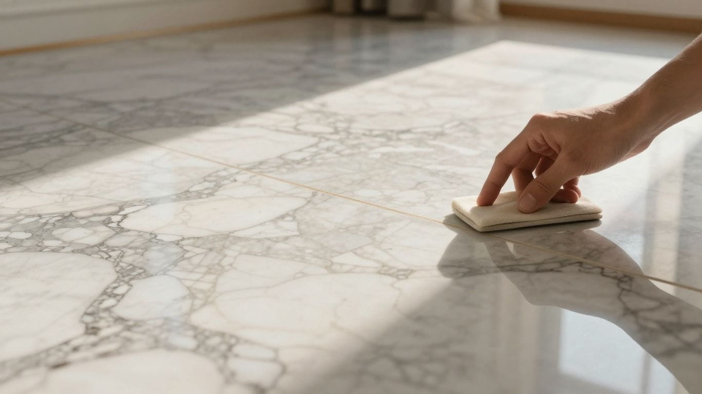 Sketch of polished marble flooring in a home.