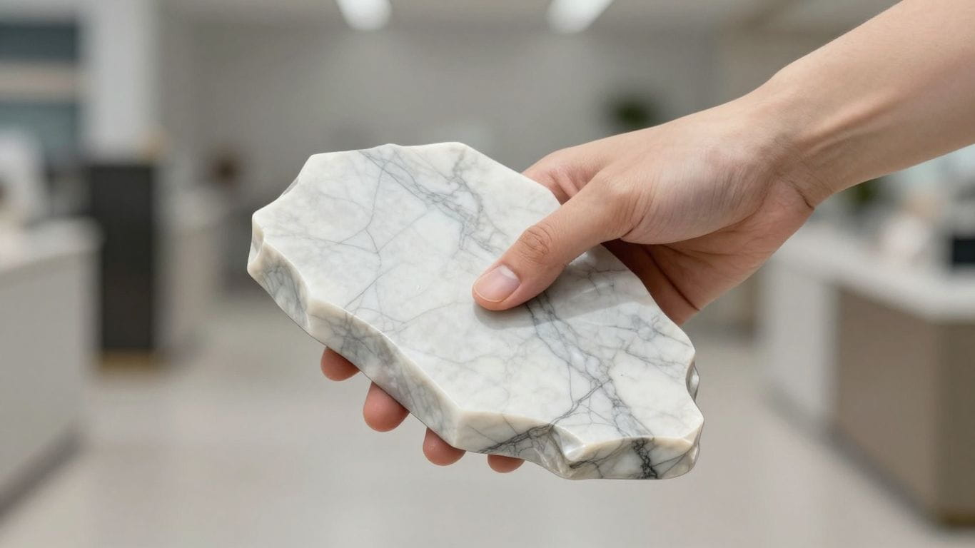 Marble slab with natural veining.