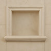 Beige stone wall niche showcasing Hand Made Marble Shampoo Niche product elegantly