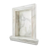 Hand Made Marble Shampoo Niche featuring an elegant marble fireplace mantel design