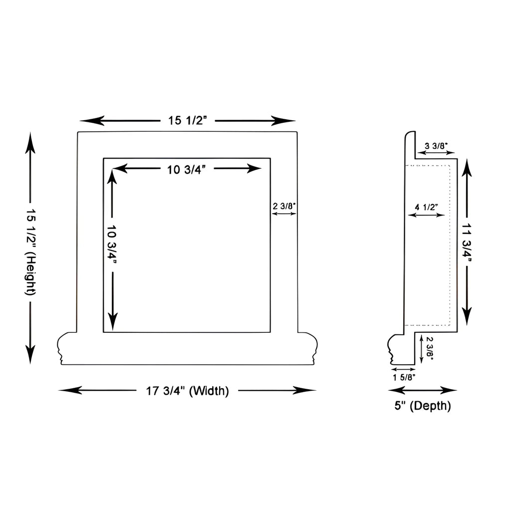 Framed opening dimensions for Hand Made Marble Shampoo Niche product display