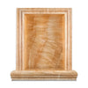 Ornate amber-colored stone niche in Hand Made Marble Shampoo Niche product display