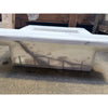Handmade marble shampoo niche with white soap dish and gray veining