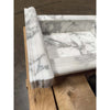 White marble basin with grey veining and fluted edge for Hand Made Marble Shampoo Niche
