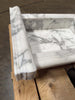 White marble basin with grey veining and fluted edge for Hand Made Marble Shampoo Niche