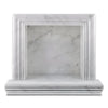 Hand Made Marble Shampoo Niche featuring an elegant white marble fireplace surround