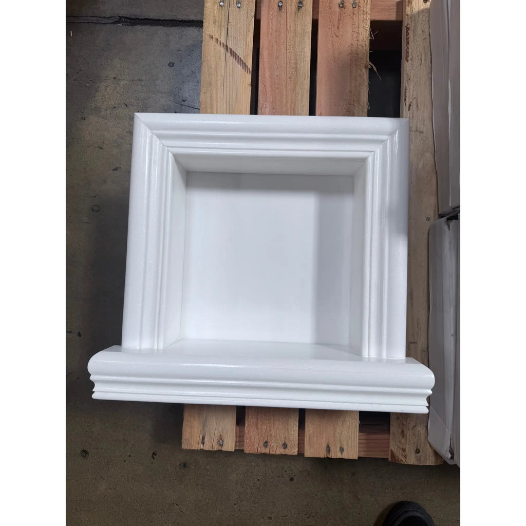 White fireplace mantel with recessed niche in Hand Made Marble Shampoo Niche product