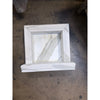 Elegant white marble shampoo niche with classic frame and gray veining