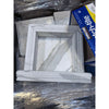 Handmade white marble shampoo niche in elegant square frame with gray veining