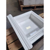 White square-shaped deep marble shampoo niche with decorative molded edges