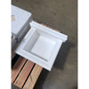 White square recessed marble shower niche with decorative molding for elegant bathroom storage