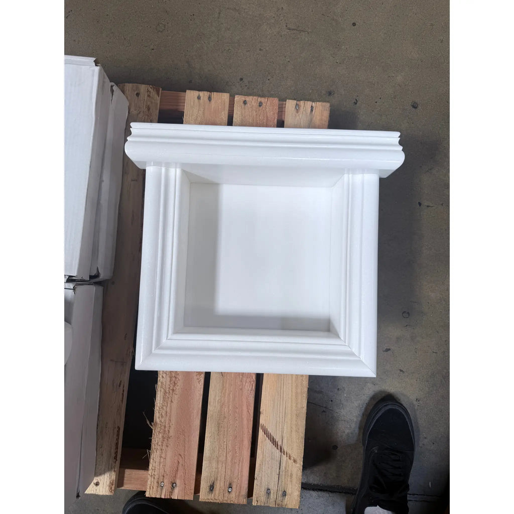 White wooden decorative wall niche from Hand Made Marble Shampoo Niche collection