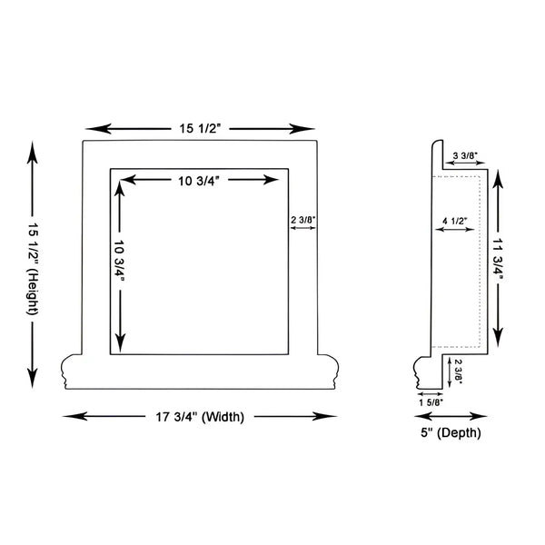 Framed opening dimensions for Hand Made Travertine Shampoo Niche Honed product