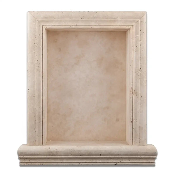 Hand Made Travertine Shampoo Niche in Honed Finish with Stone Wall Design