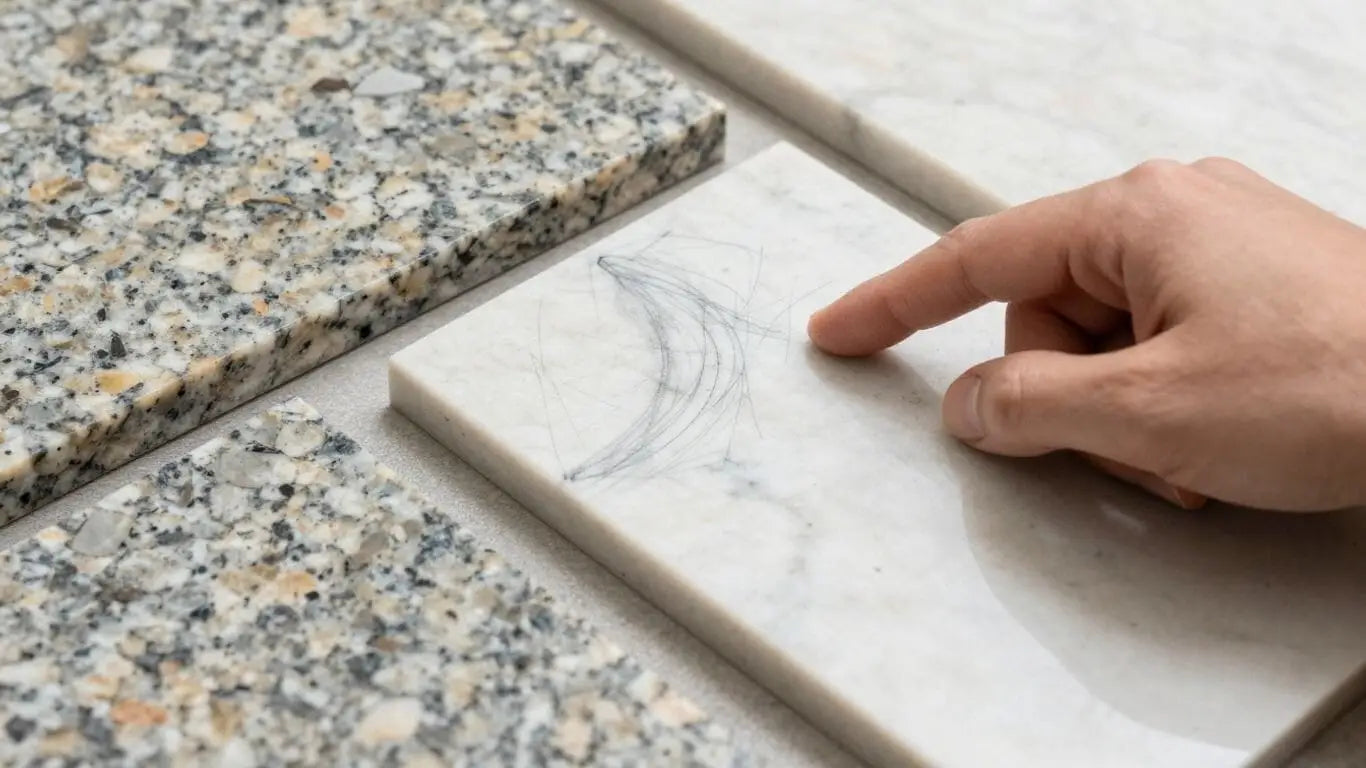 Various countertop materials and textures