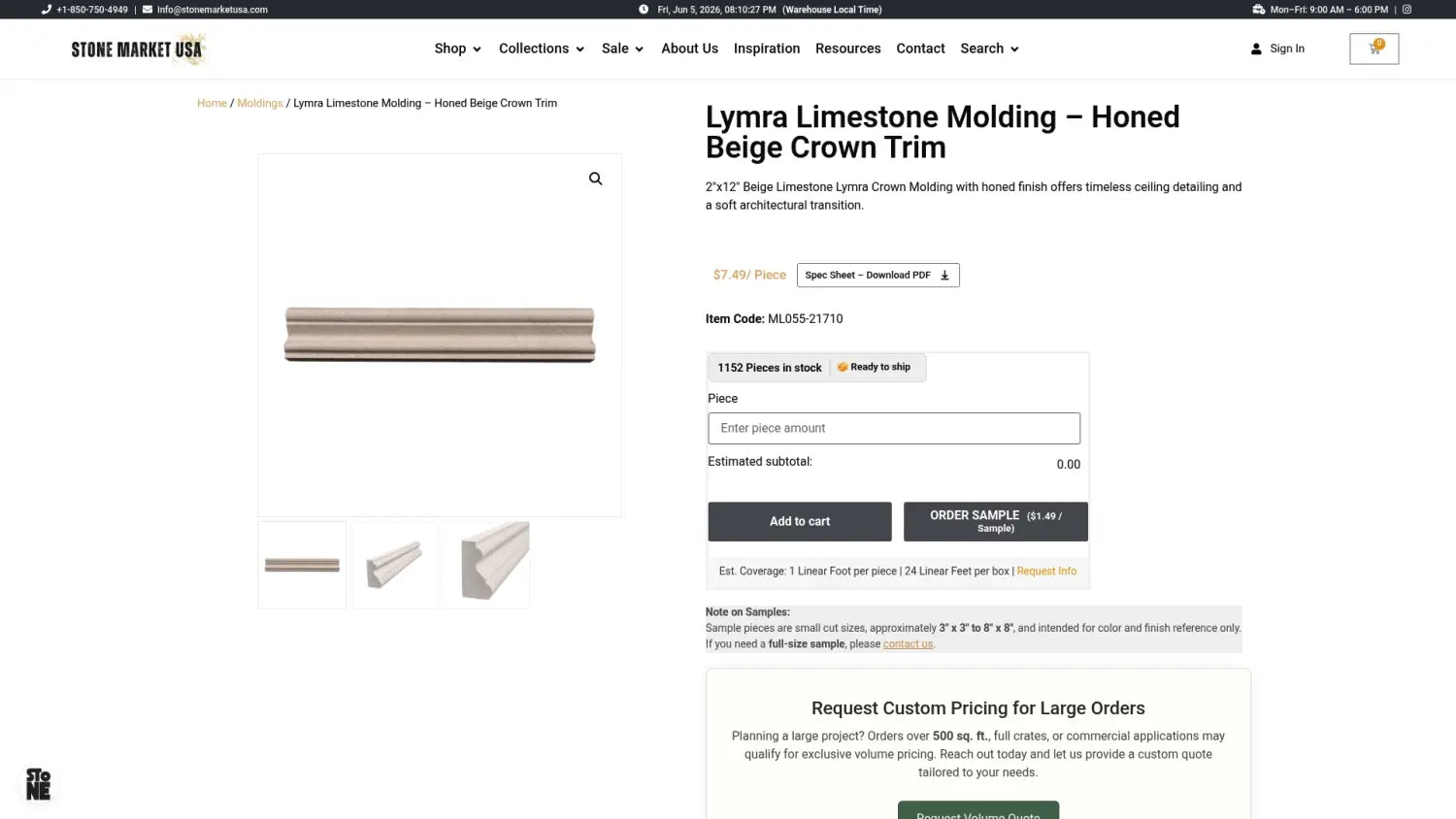 https://stonemarketusa.com/store/moldings/limstone-molding-honed-beige-crown-trim