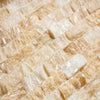 Beige and white stone mosaic tiles in Honey Onyx Giallo Crystal brick design