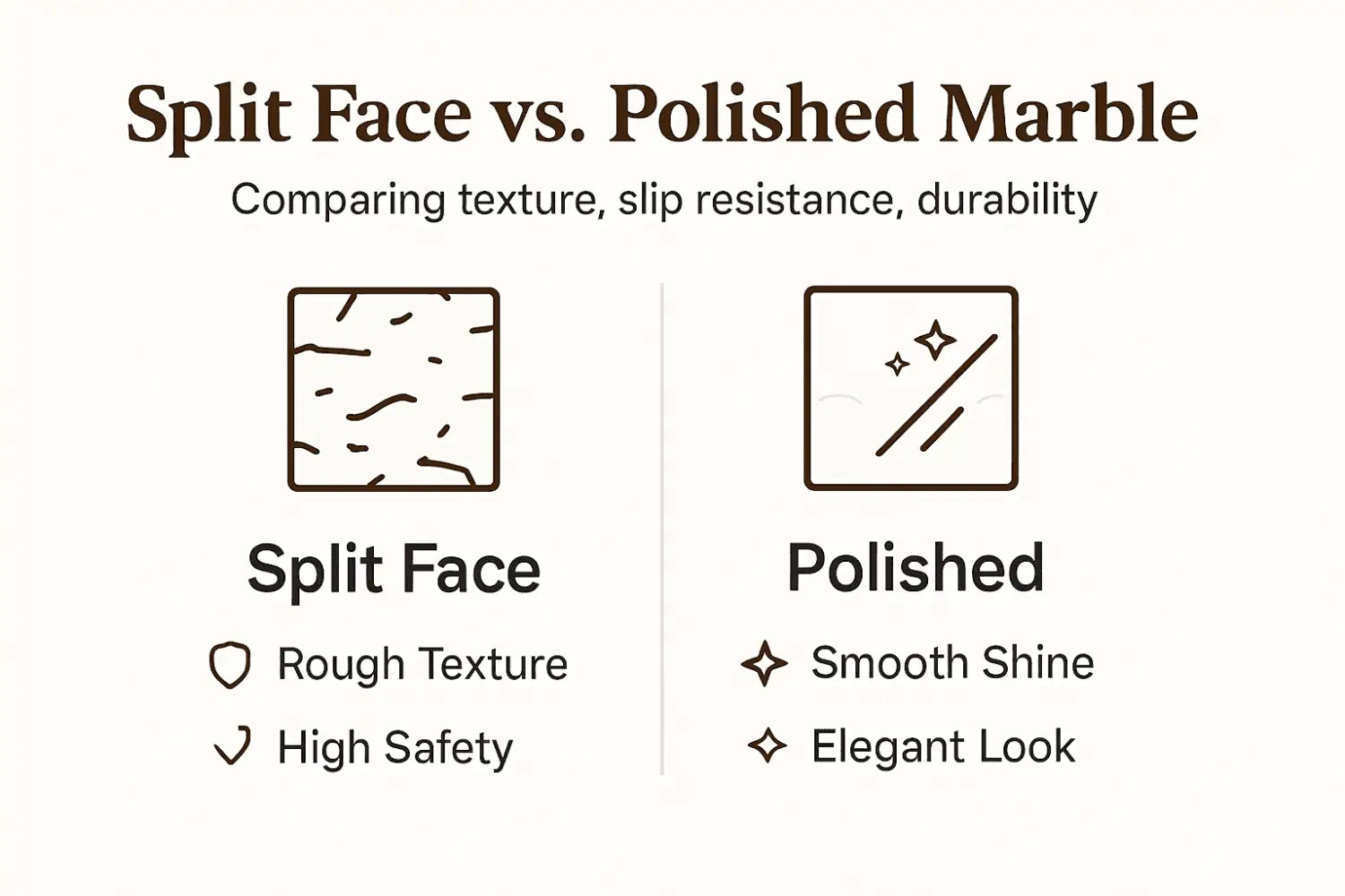 Infographic comparing marble finish types