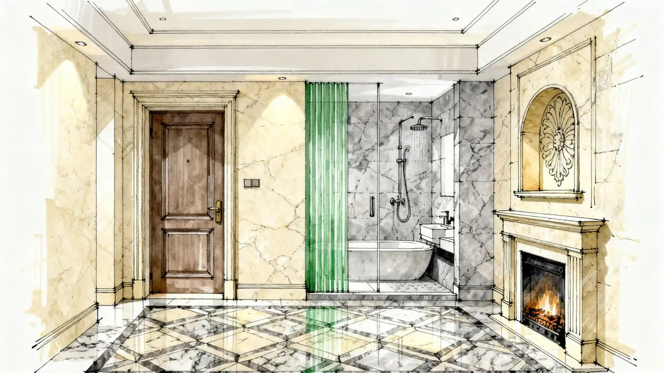 Marble tile floor and wall applications