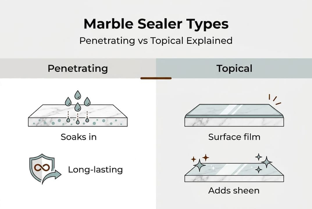 Infographic comparing marble sealer types